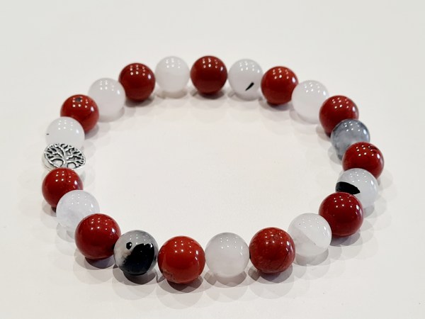 Bracelet quartz tourmaline et jaspe rouge